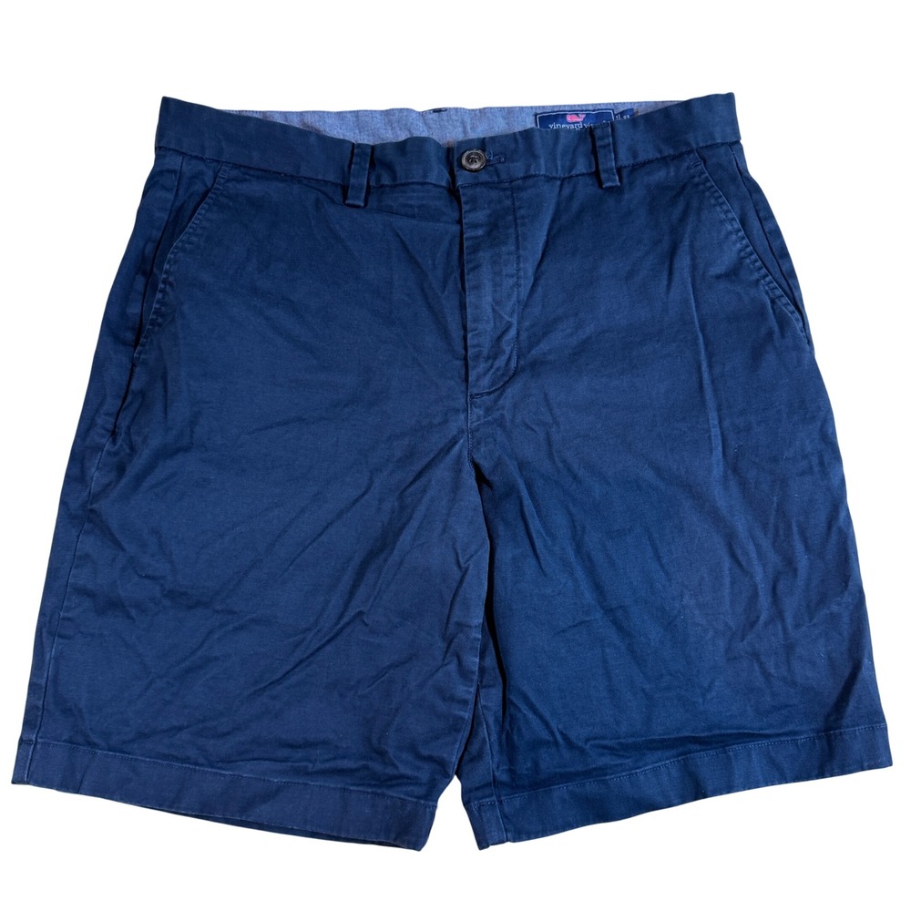 Vineyard Vines Breaker Shorts Navy Blue Chino Cotton Men's Size 33 Preppy